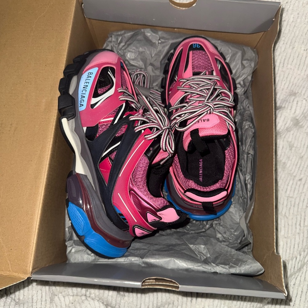 Balenciaga Vibrant Pink and Blue Athletic Shoes